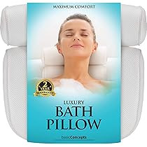 Bath Pillow (Premium Quality), Luxury Bathtub Pillow Rest (Powerful Suction Cups), Bath Pillows f... | Amazon (US)