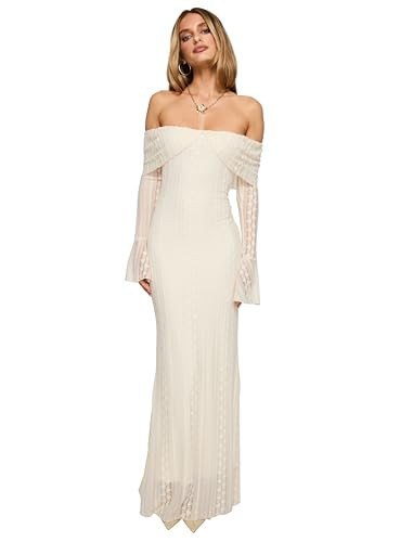 Princess Polly Perdita Long Sleeve Lace Maxi Dress Cream | Amazon (US)