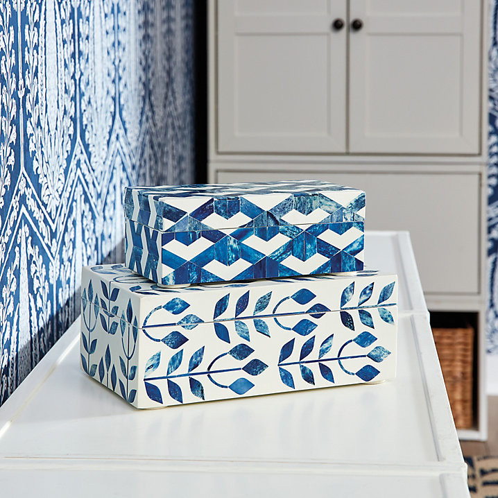 Petunia Decorative Clay Storage Boxes for Table Set of 2 | Ballard Designs, Inc.