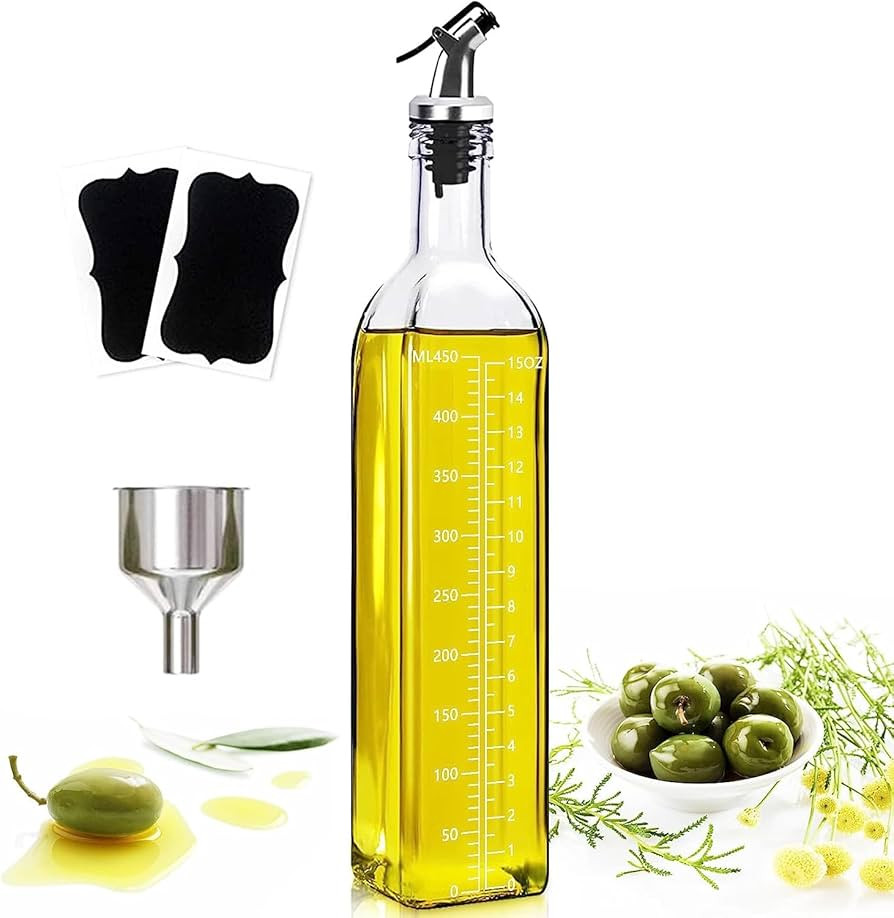 Showvigor Olive Oil Dispenser, Vinegar and Olive Oil Bottle Dispenser 500 ml/17 oz, Oil Bottles f... | Amazon (US)