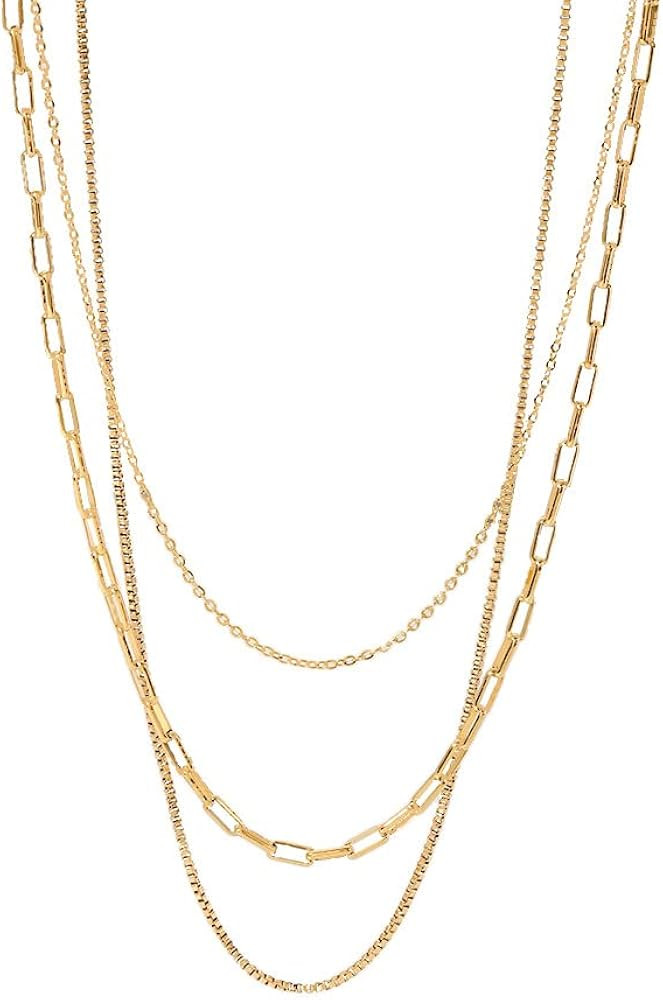 Herringbone Necklace for Women, Dainty Gold Layered Choker Necklace,14k Gold Plated Snake, Gold P... | Amazon (US)