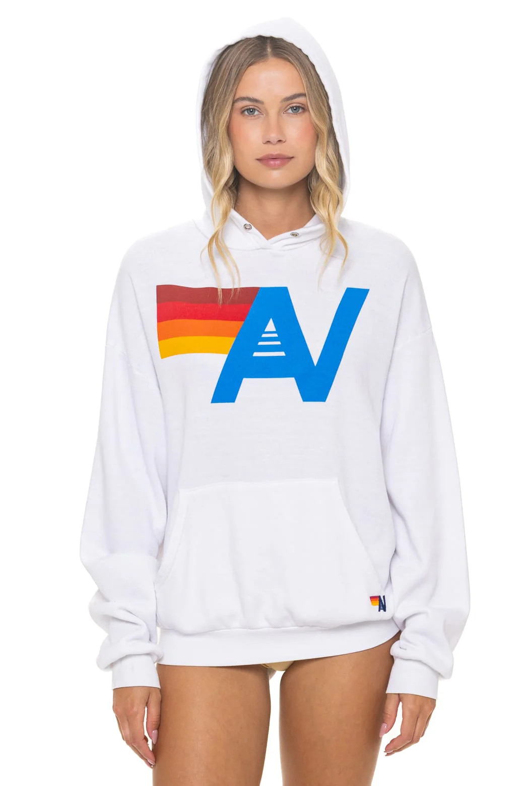 Logo Relaxed Pullover Hoodie White | Premium American-Made Hoodie | Aviator Nation | Aviator Nation