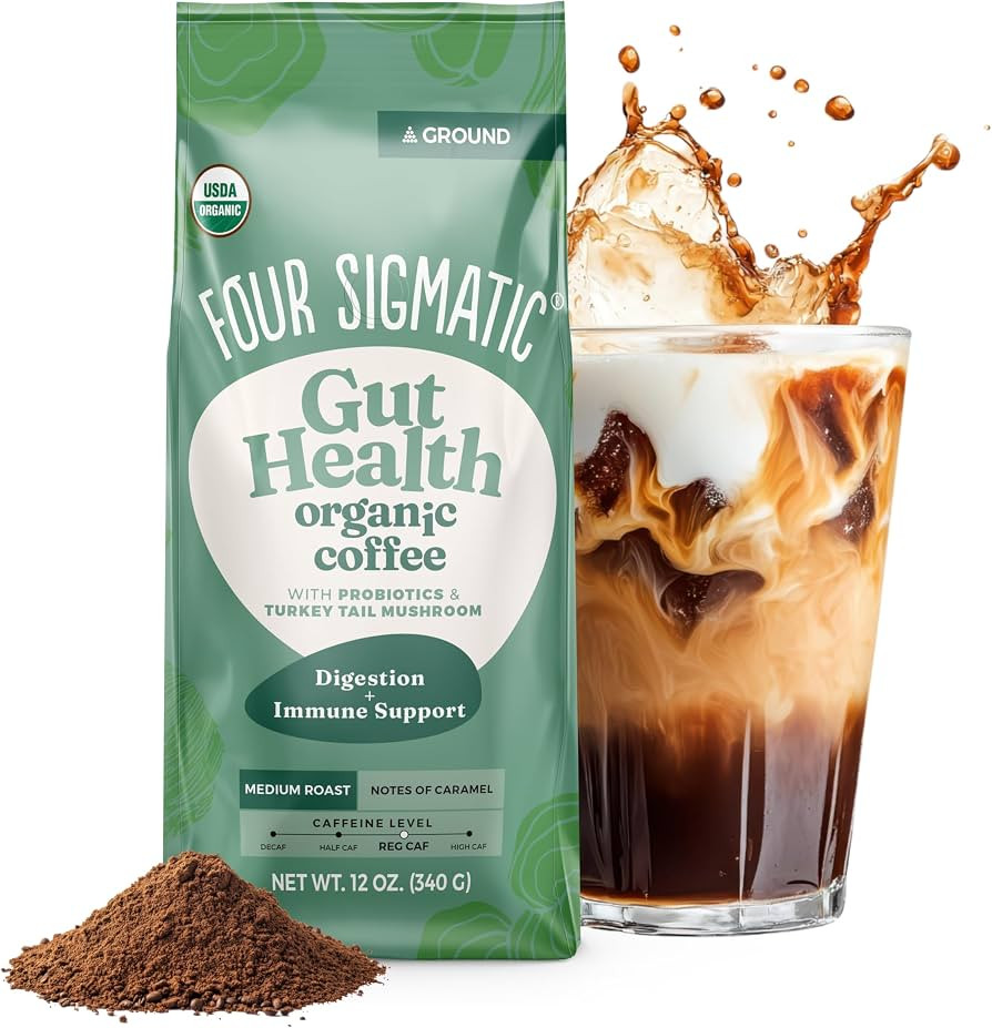 Four Sigmatic Gut Health Organic Ground Coffee | Medium Roast, Immune Boosting Probiotic Mushroom... | Amazon (US)