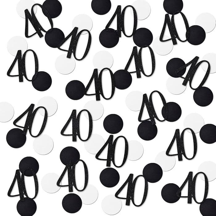 Black Glitter 40 Confetti, 40th Birthday Number Confetti, 200pcs Anniversary Party Table Decorati... | Amazon (US)