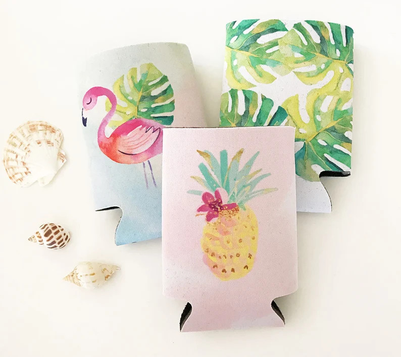 Tropical Can Coolers Beach Bachelorette Party Favors Bachelorette Bridesmaid Can Coolers  (EB3255... | Etsy (US)