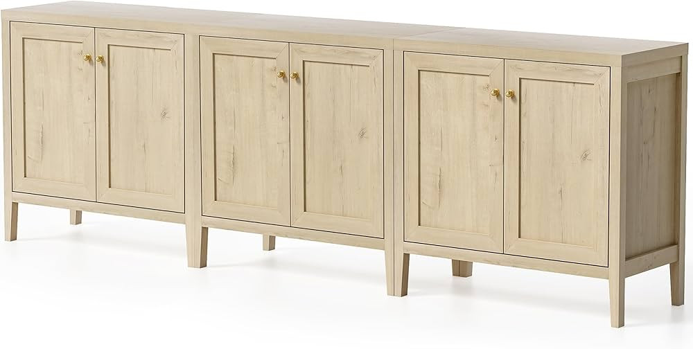 Sideboard Buffet Cabinets Set of 3 with Adjusable Shelves, Farmhouse Storage Cabinet, Credenza, A... | Amazon (US)