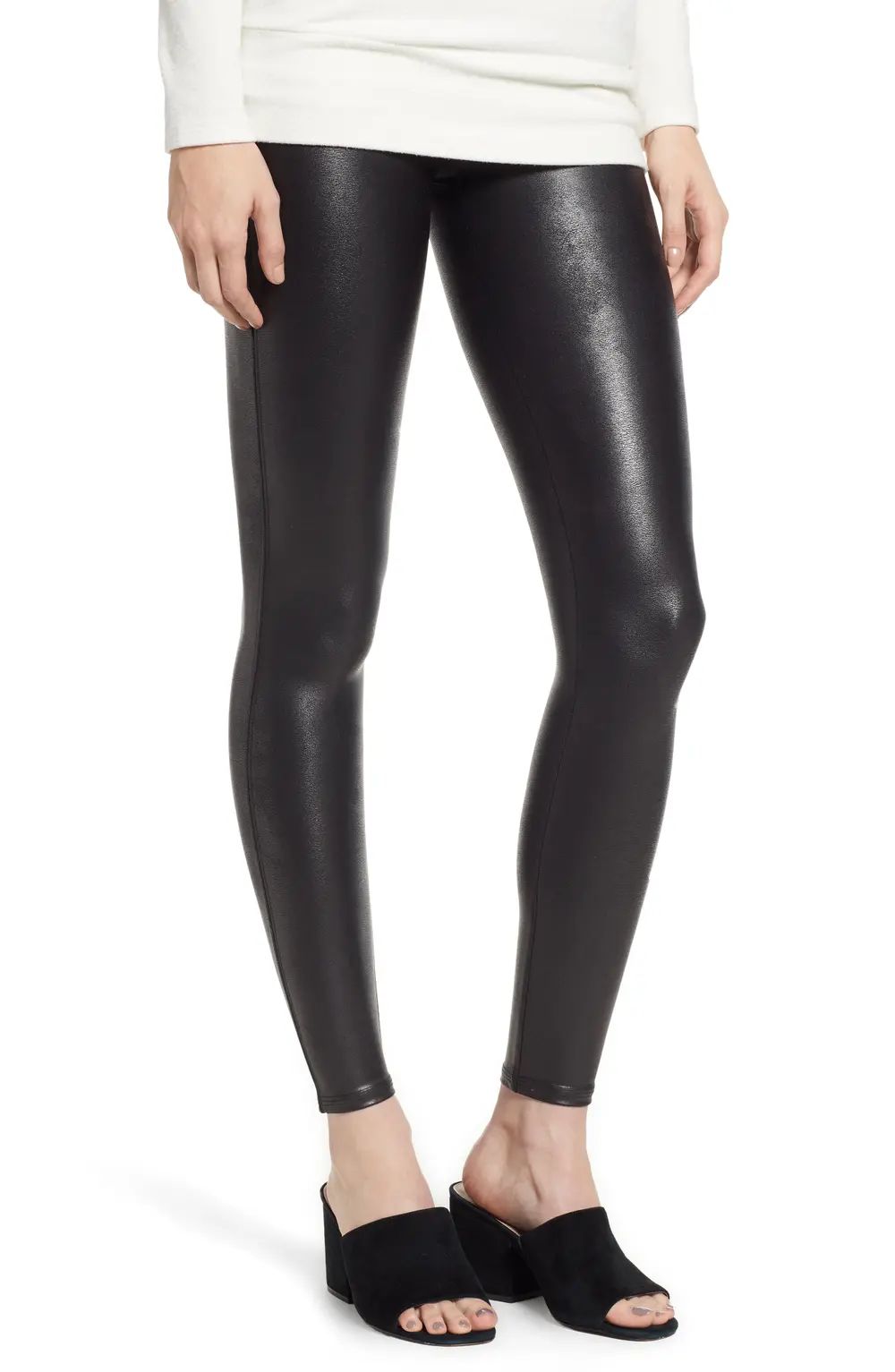 SPANX(R) Faux Leather Leggings, Size Medium in Very Black at Nordstrom | Nordstrom Canada