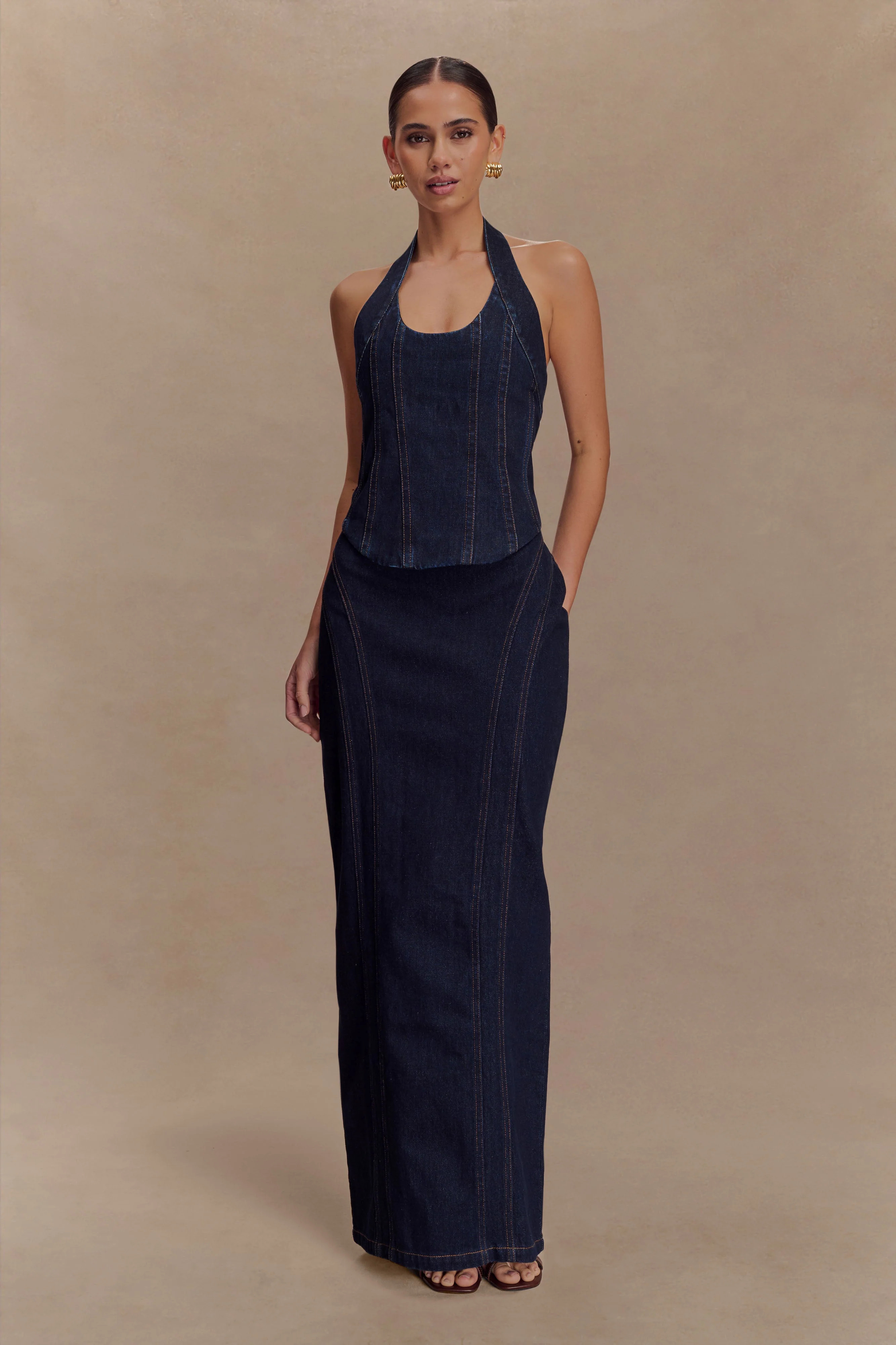 Alma Denim Maxi Skirt - Indigo Blue | MESHKI US