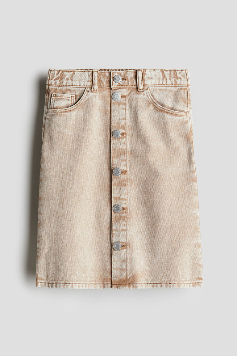 H & M - A-Line Denim Skirt - Beige | H&M (US + CA)
