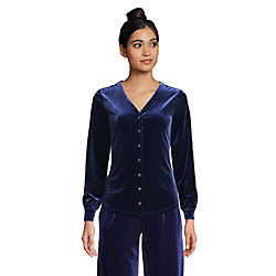Women's Long Sleeve Velvet Button Front Top | Lands' End (US)