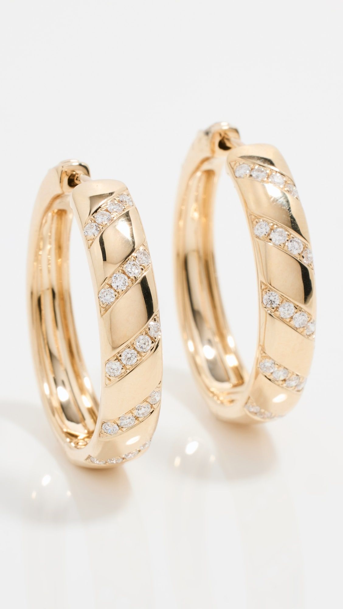 Stephanie Gottlieb 14k Gold and Diamond Stripe Hoops | Shopbop | Shopbop