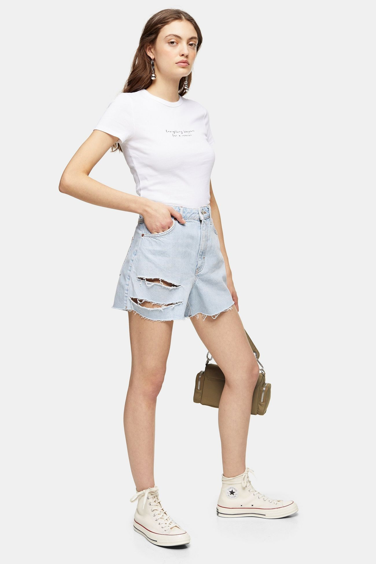 Bleach High Waisted Ripped Denim Shorts | Topshop US