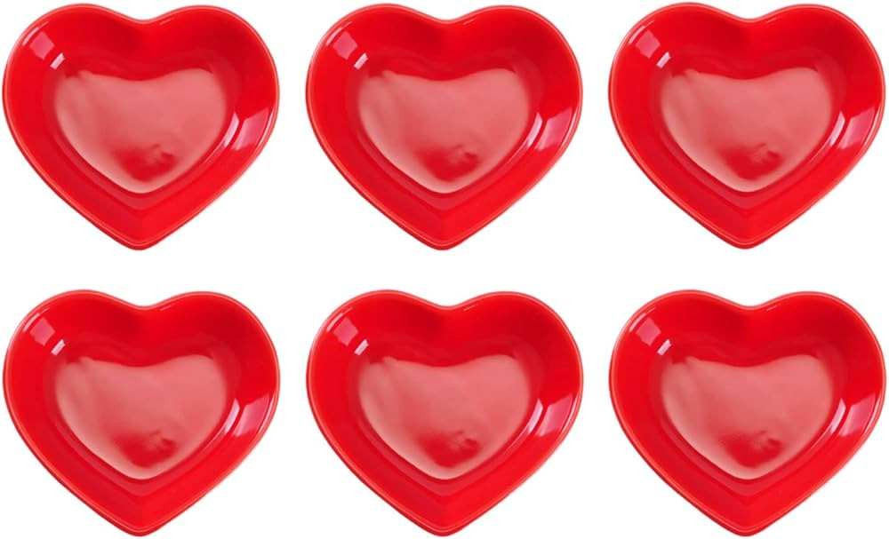 WHJY Red Love Heart Shaped Ceramic Side Dish Bowl, Contemporary Porcelain Side Dishes Bowl, Seaso... | Amazon (US)