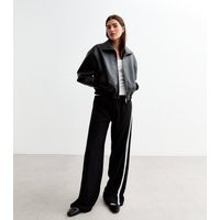 Women's Black Leather Look Bomber Jacket New Look | New Look (UK)