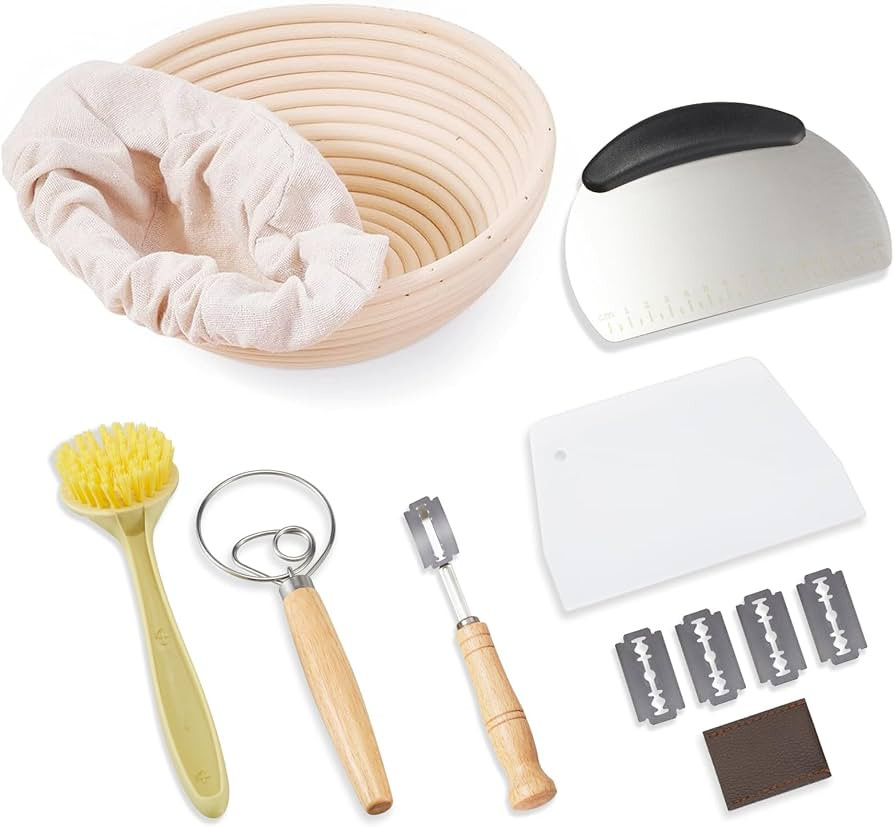 Banneton Basket - 9 Inch Banneton Bread Proofing Baskets Sourdough Bread Baking Supplies Kit Proo... | Amazon (US)