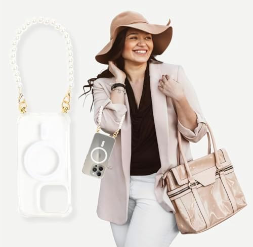 Aporia - Compatible with MagSafe Clear Case with Golden Hooks for iPhone with Adorable Pearl Wris... | Amazon (US)