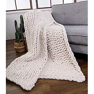 VIYEAR Knit Throw Jumbo Chenille Blanket for Cuddling up in Bed, Chunky Chenille Yarn Arm Knit Bl... | Amazon (US)