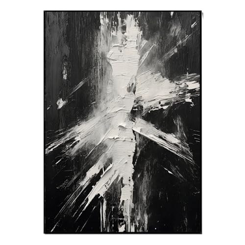 Abstract Wall Art Black and White - Hand Painted Oil Painting on Canvas - large framed Artwork for Walls - Textured Art 32"x48" - Modern Wall Art for Living Room Bedroom Home Office Decor | Amazon (US)