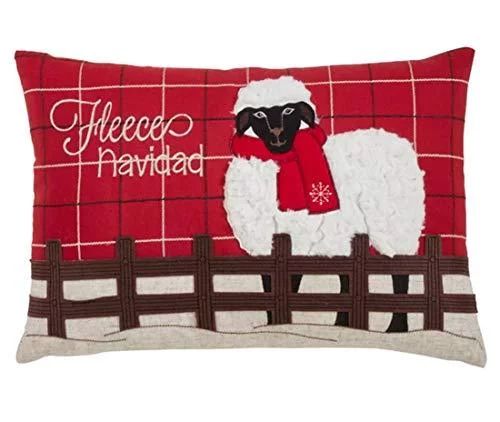 Fennco Styles Christmas Plaid Sheep Applique Decorative Throw Pillow Cover & Insert 13 x 20 Inch ... | Walmart (US)