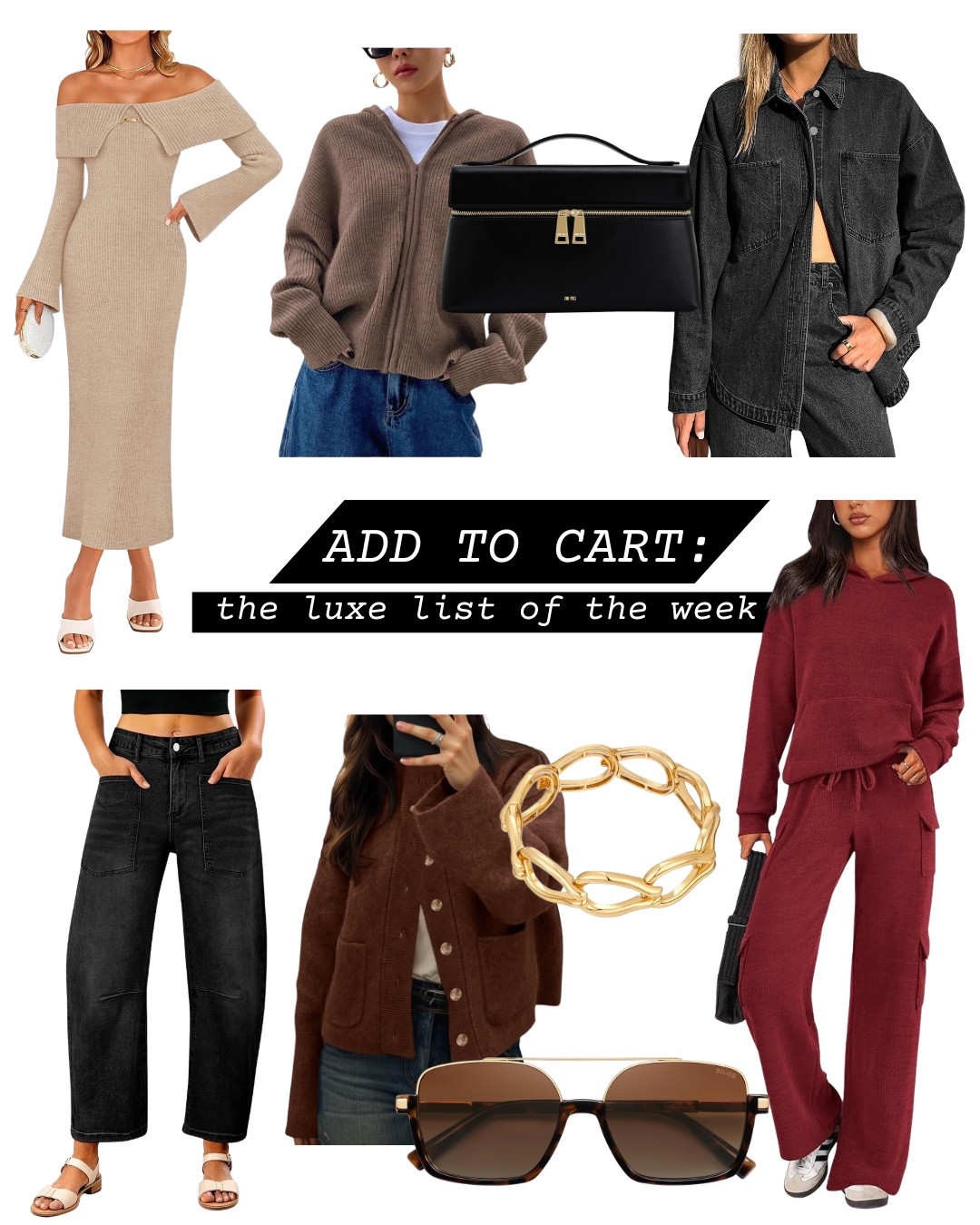 Add to cart: the luxe list of the week! I found the best picks on Amazon that are all perfect for fall and under $100! I found a two piece cozy set, knit dresses, barrel jeans, denim shirt, cardigan, handbag, sunglasses and a chunky bracelet. All of these picks are linked ⬆️

#ltkfinds #ltkwatchnow #ltkcreator #amazon #amazonfinds #fall #fallfinds #falloutfits #fallfashion 

#LTKFindsUnder100 #LTKStyleTip #LTKSeasonal