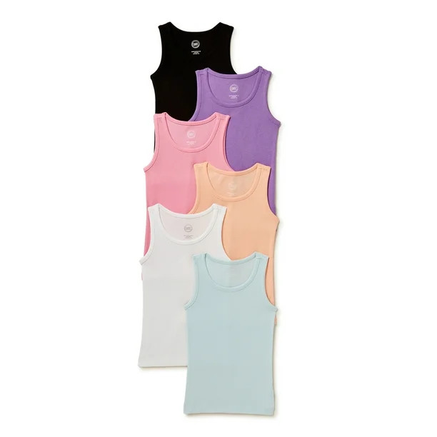 Wonder Nation Girls Kid Tough Tank Tops, 6-Pack, Sizes 4-18 & Plus | Walmart (US)