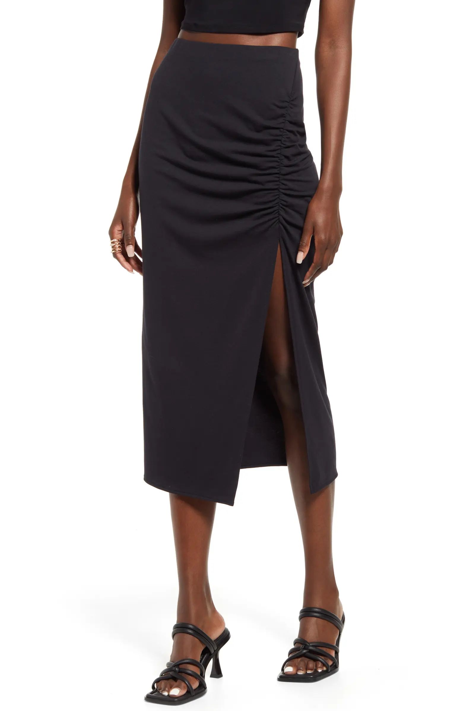 Open Edit Ruched Knit Midi Skirt | Nordstrom | Nordstrom Canada