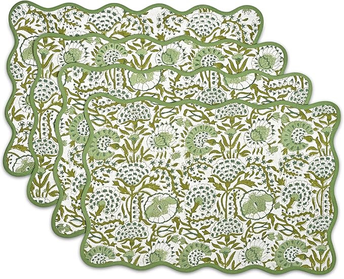 CPC 100% Cotton Reversible Placemat Agate Green Set of 4 14x20 Inches Machine Washable Farmhouse ... | Amazon (US)