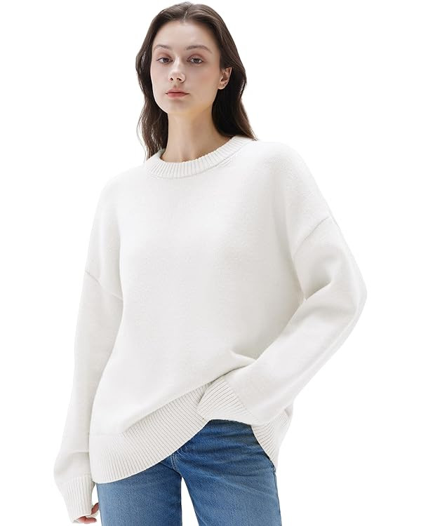 SUUKSESS Women Cashmere Oversized Long Sleeve Pullover Sweater Crew Neck Jumpers | Amazon (US)
