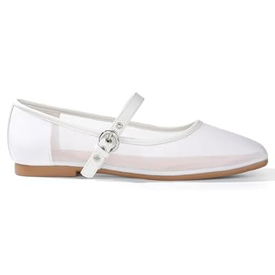 ATHMILE Women's Leopard Mesh Flats for Women Mary Janes Shoes Women Square Toe Balle… | Amazon (US)