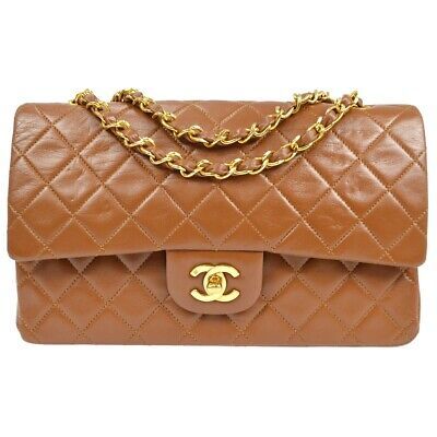Chanel Brown Lambskin Medium Classic Double Flap Shoulder Bag 140103 | eBay US