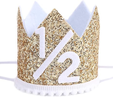 Light Yellow Half Birthday Party Crown - 1/2 Golden Birthday Party Hat, Happy Birthday Crown, Par... | Amazon (US)