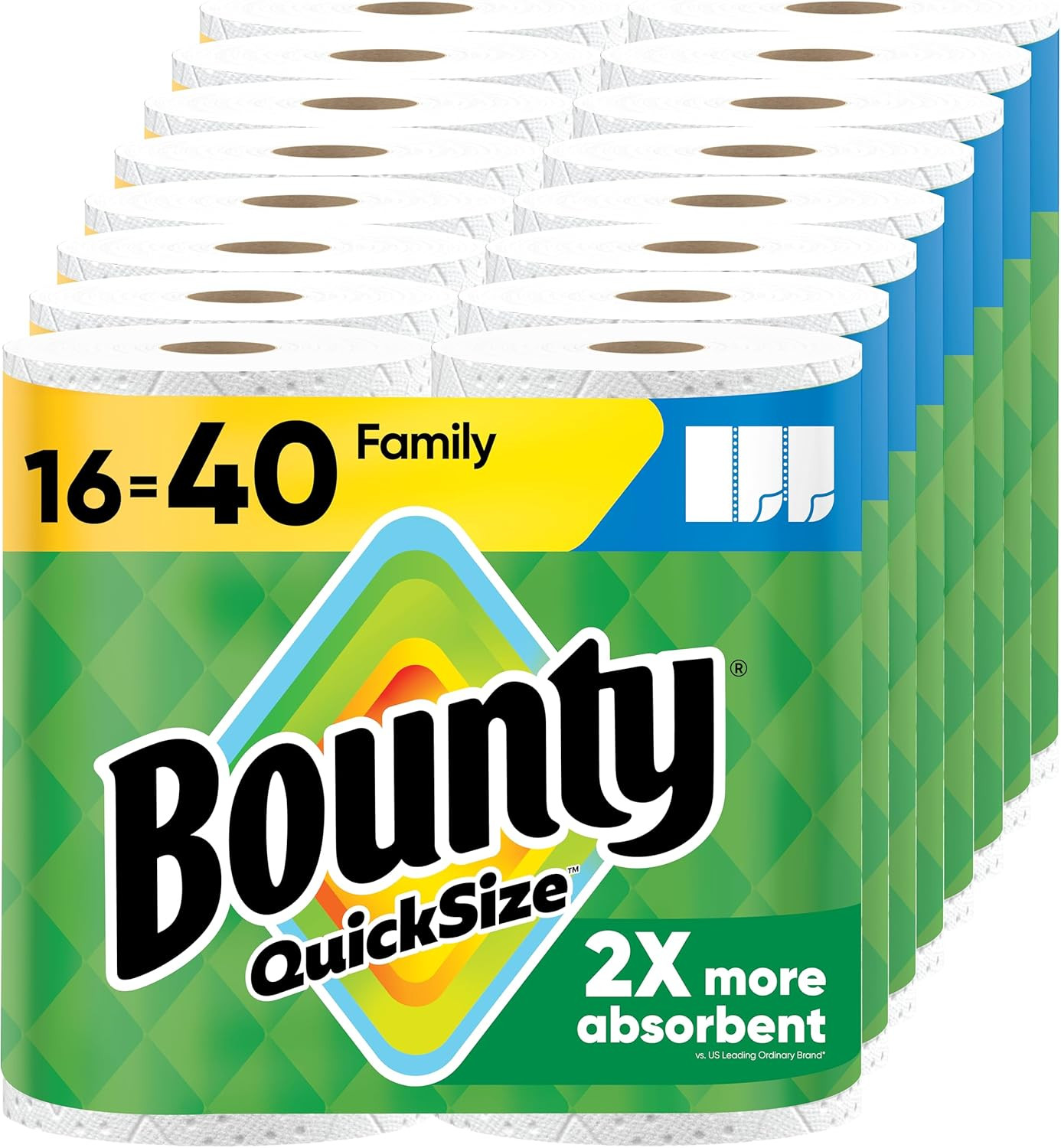 Bounty Paper Towels Quick Size, White, 16 Family Rolls = 40 Regular Rolls | Amazon (US)