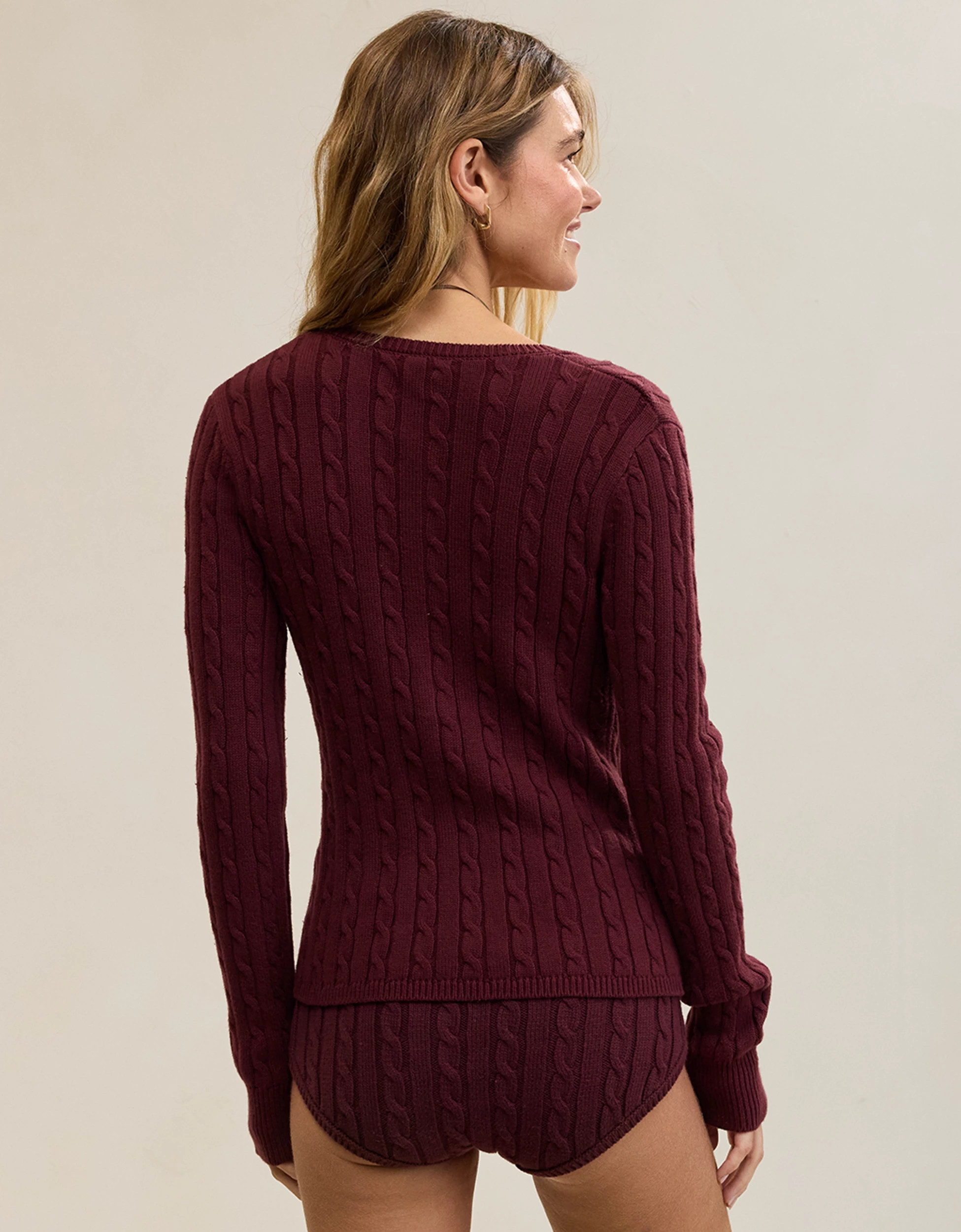 Aerie Cotton Cable Henley Sweater | Aerie