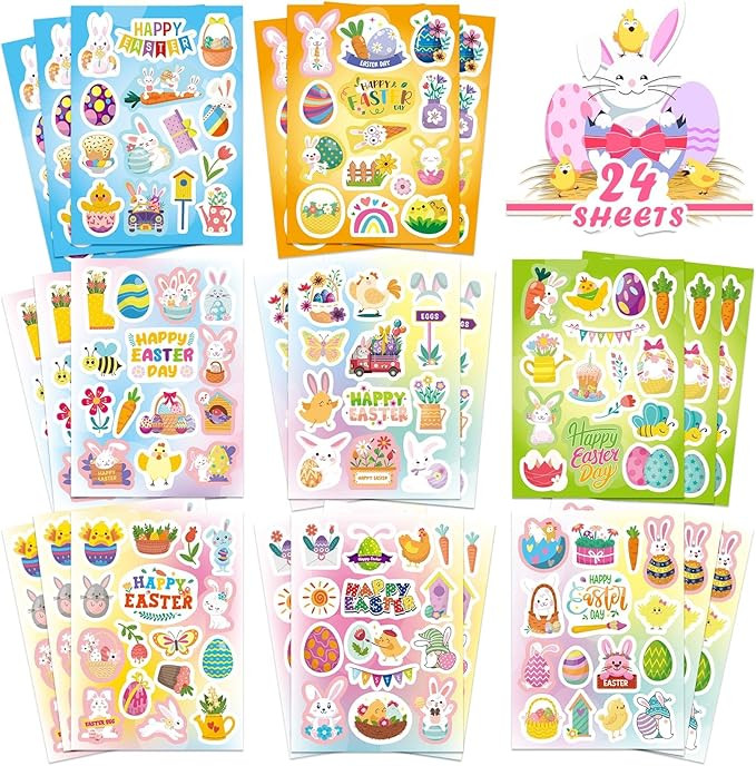 Hianjoo Easter Gift Tags Stickers, 24 Sheets Gift Tags Stickers for Easter Presents, 342 PCS Vari... | Amazon (CA)
