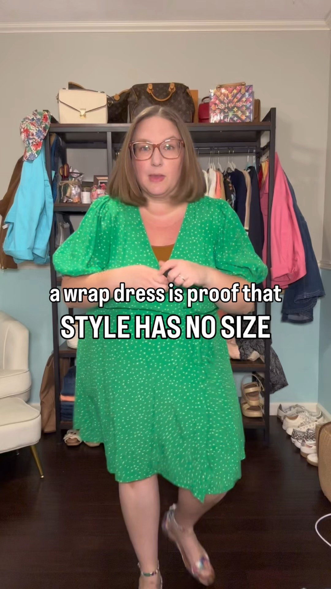 This faux wrap dress is old

the denim duster is rather new. I sized down to XL petite (I normally wear XXL)