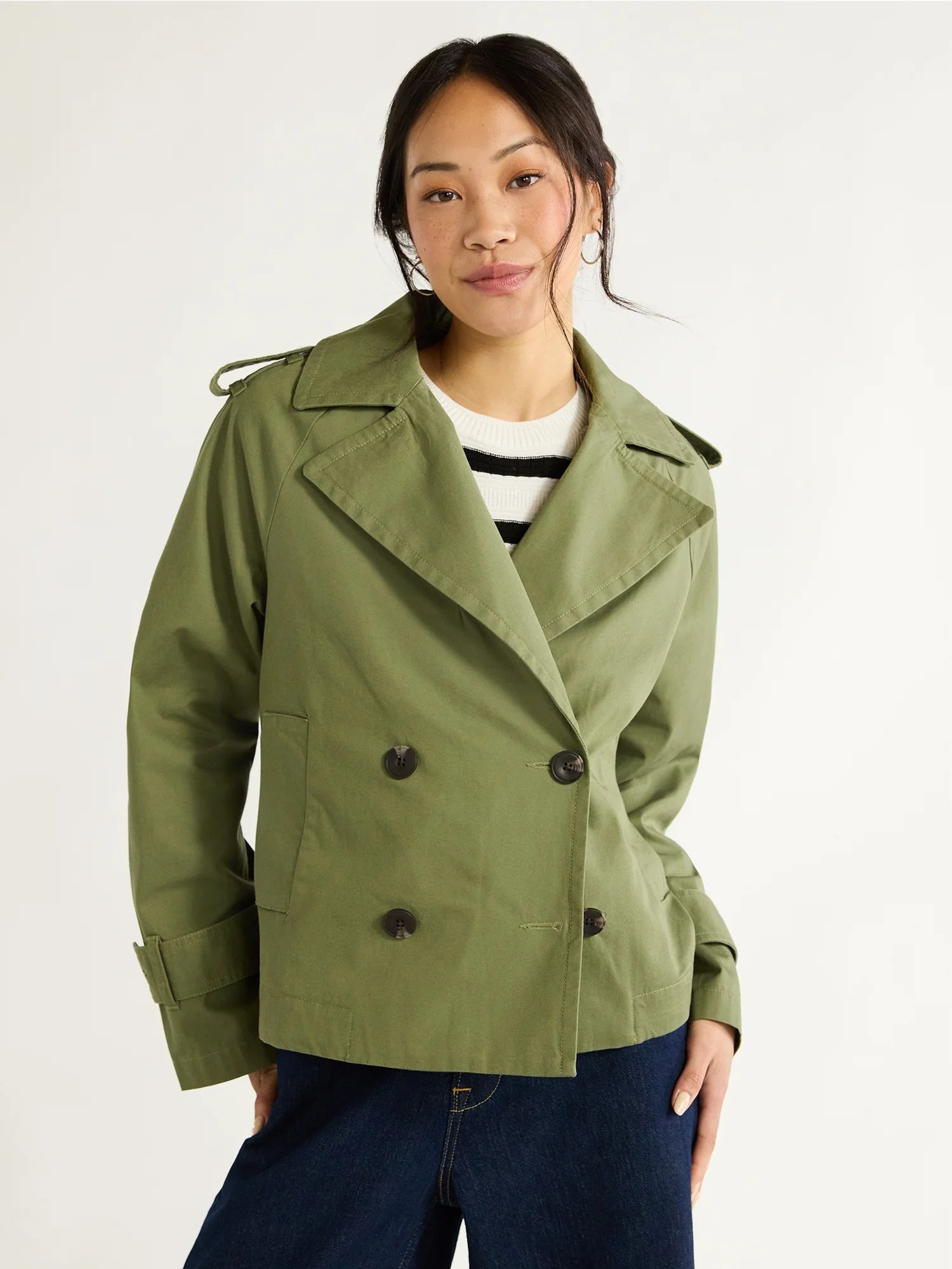 Free Assembly Women's Cropped Trench Coat, Sizes XS-XXL | Walmart (US)