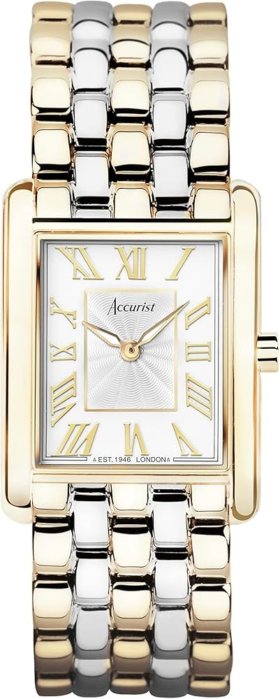 Accurist Ladies Rectangle 26mm Quartz Watch in White with Analogue Display | Amazon (US)