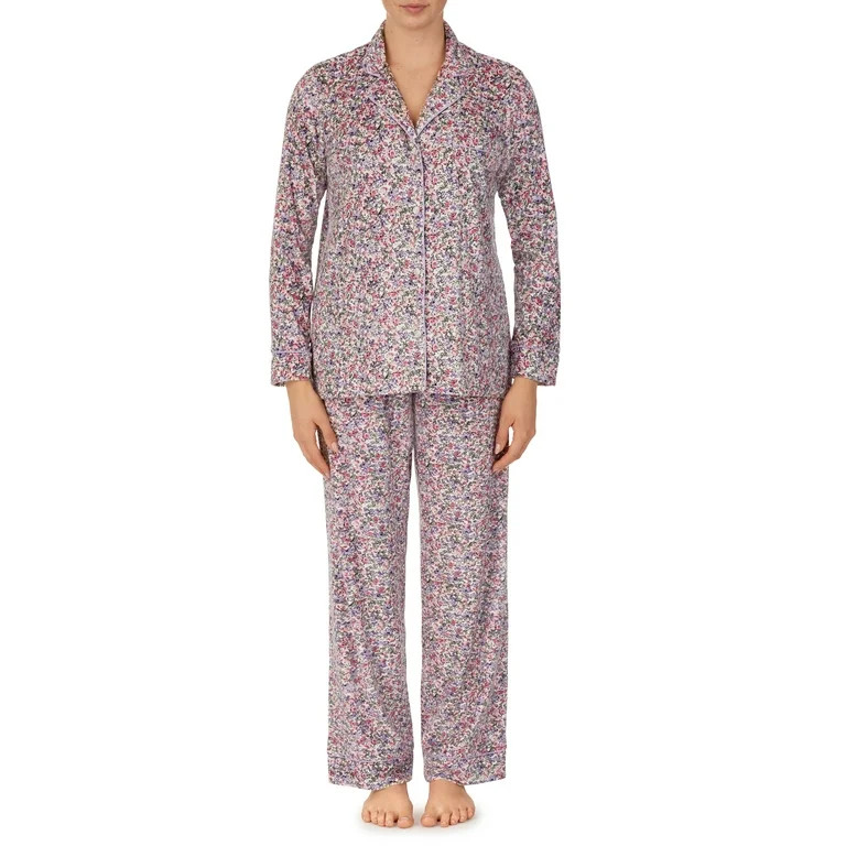 Secret Treasures Women's and Women's Plus Traditional Stretch Velour Long Sleeve Notch Collar PJ | Walmart (US)