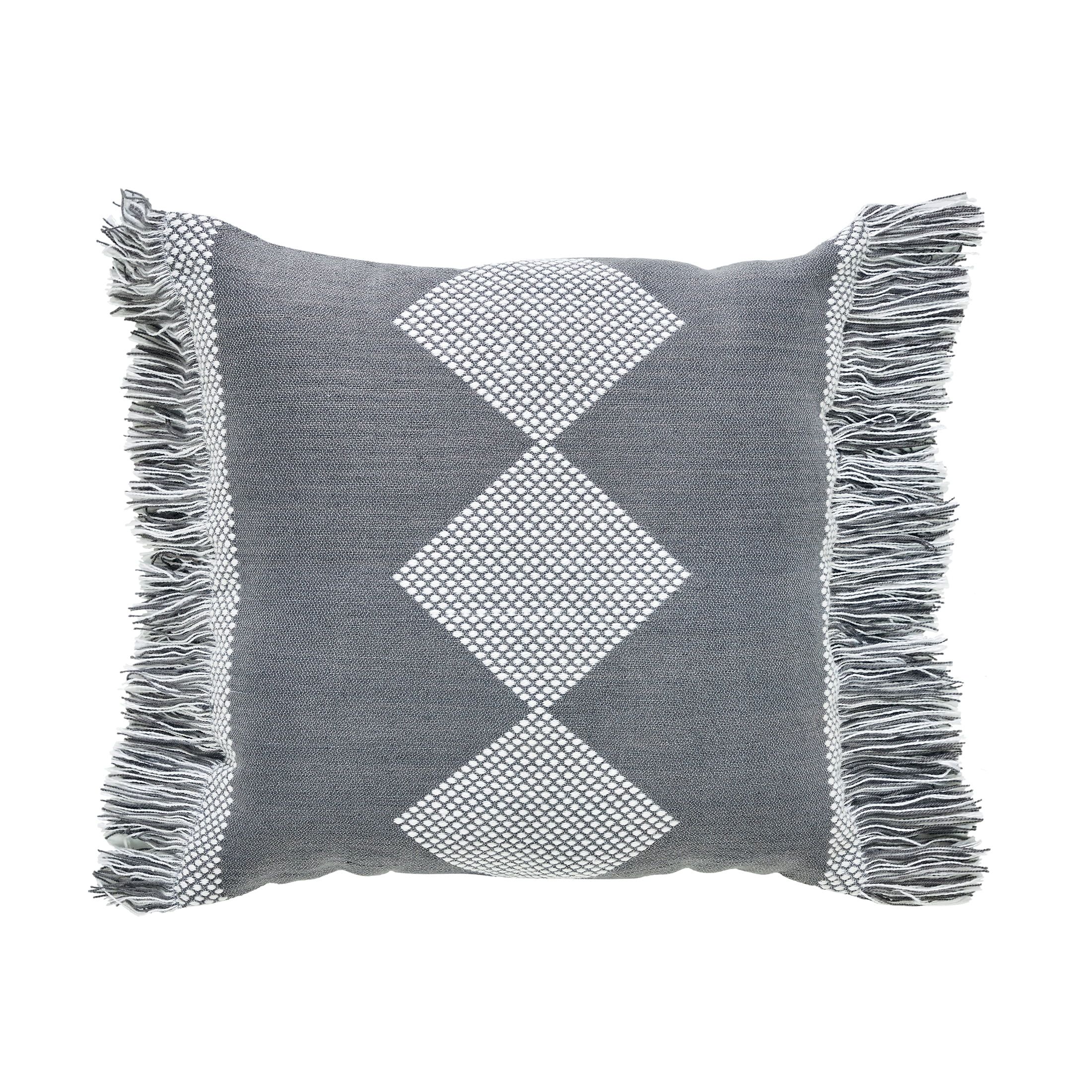My Texas House Diamond Fringe Square Outdoor Decorative Pillow, Grey, 18" x 18" | Walmart (US)