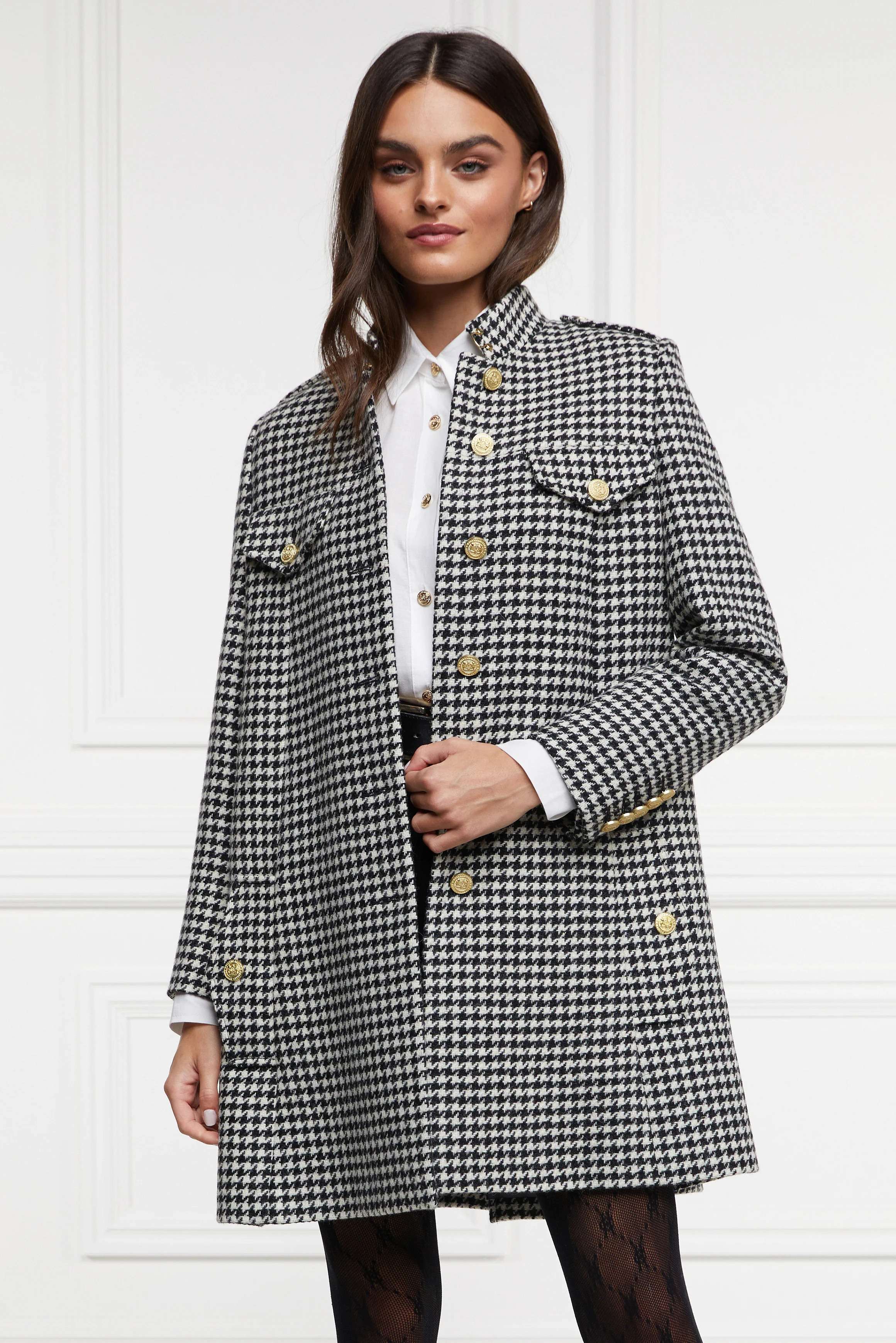 Highbury Cape Coat (Houndstooth) | Holland Cooper