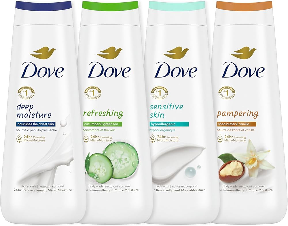 Dove Body Wash Deep Moisture, Sensitive Skin, Cucumber and Green Tea, and Shea Butter & Vanilla C... | Amazon (US)