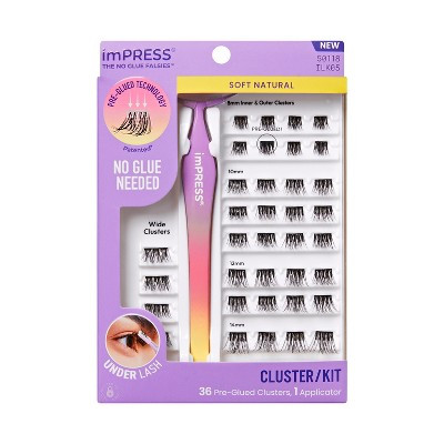 Impress Pre-Glued Lash Clusters Kit - Soft Natural False Eyelashes - 37ct | Target