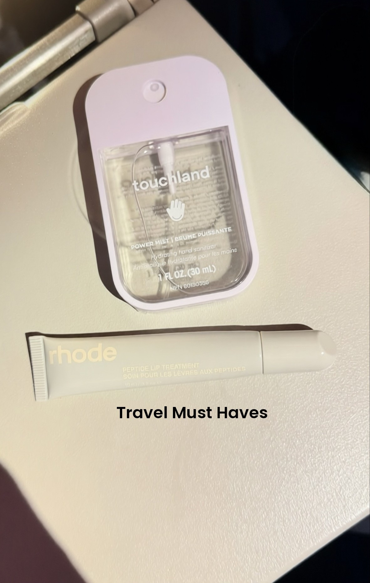 Got hand sanitizer & lip treatment as gifts & they’ve officially made my travel essentials. 
Love a few cleaner swaps when I can. 
Touchland and Rhonda ! 🤍

#LTKtravel #LTKbeauty #LTKfitness