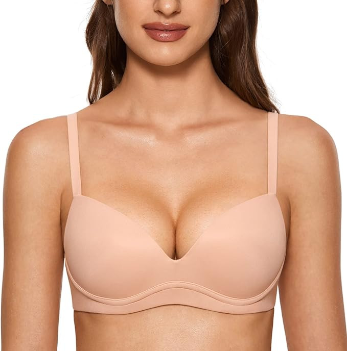 DOBREVA Women's Push Up Bra No Underwire Comfortable Wireless Bras Padded Plunge | Amazon (US)
