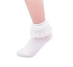 SEMOHOLLI Women Ankle Socks,Pearl Lace Ruffle Frilly Comfortable No-Show Cotton Socks Princess So... | Amazon (US)