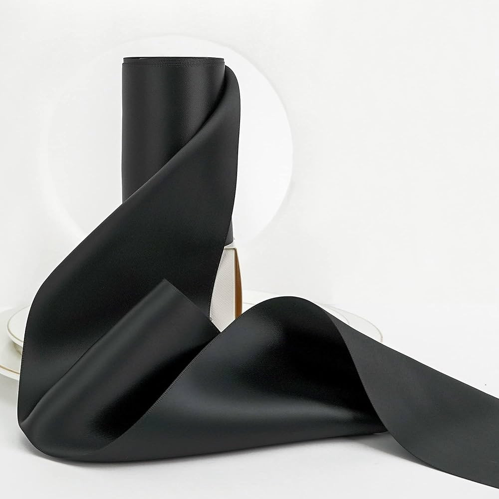 HUIHUANG 4" Wide Double Faced Satin Ribbon Black Thick Polyesater Ribbon 10 Yard/Spool, for Chair... | Amazon (US)