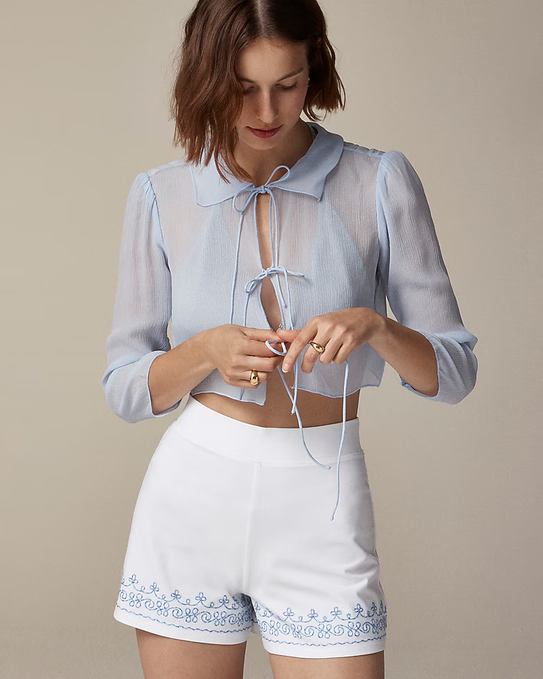 Maryam Nassir Zadeh X J.Crew sheer top in silk chiffon | J. Crew US