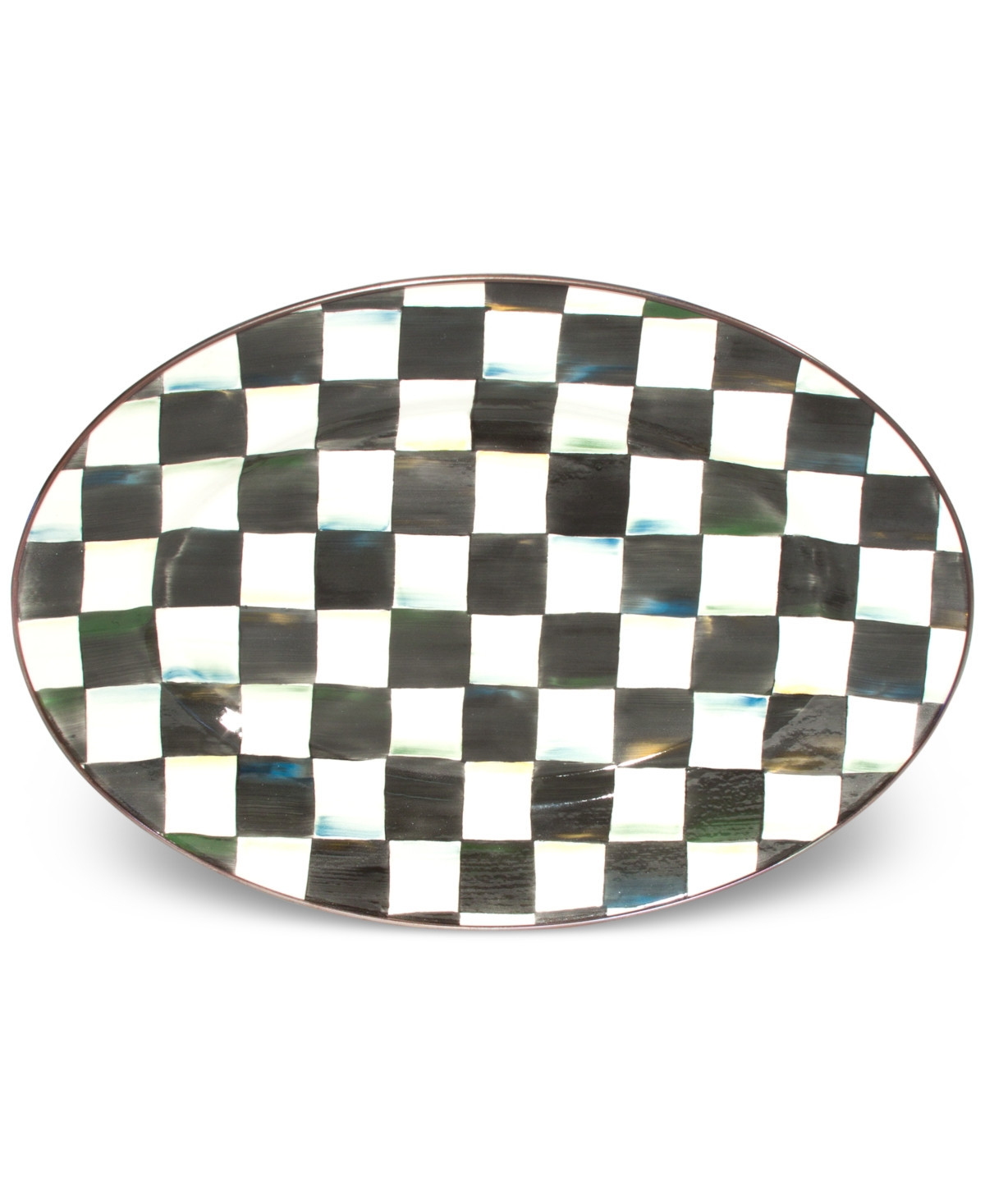 Mackenzie-Childs Courtly Check Enameled Steel Small Oval Platter | Macy's