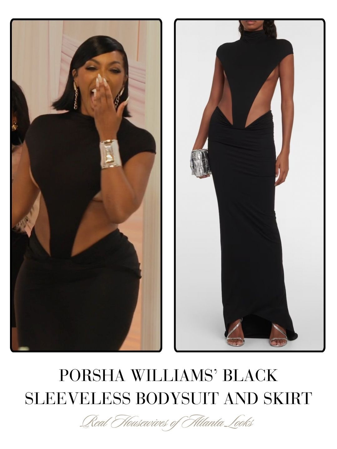 Porsha Williams’ Black Sleeveless Bodysuit and Skirt 