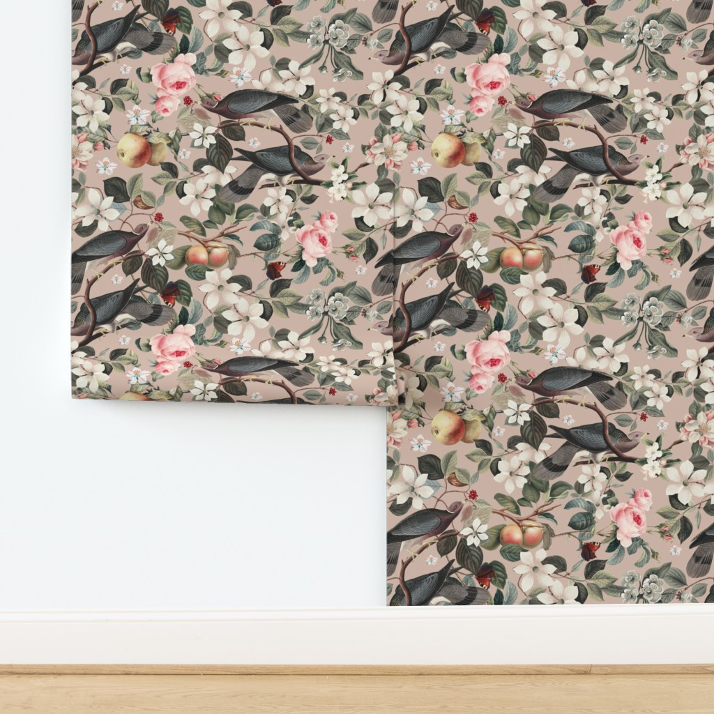 vintage orchard on Farrow Ball potted shrimp | Spoonflower